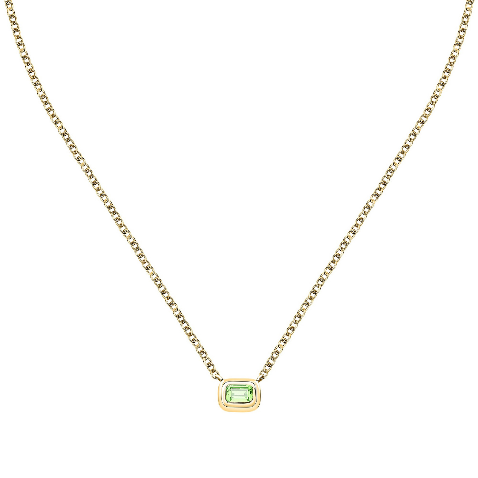 Trussardi Pozlacený náhrdelník se zeleným zirkonem T-Design TJAXA21
