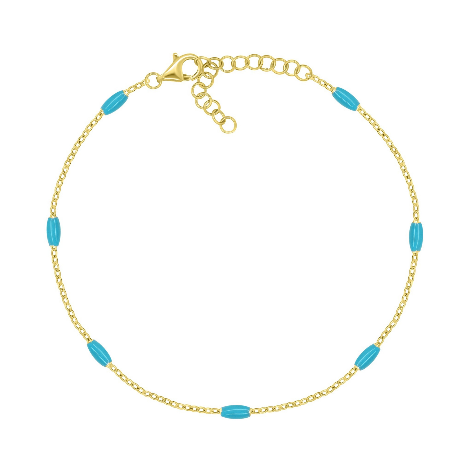 Brilio Silver Pozlacený náramek s tyrkysovými korálky BRC228YTQ