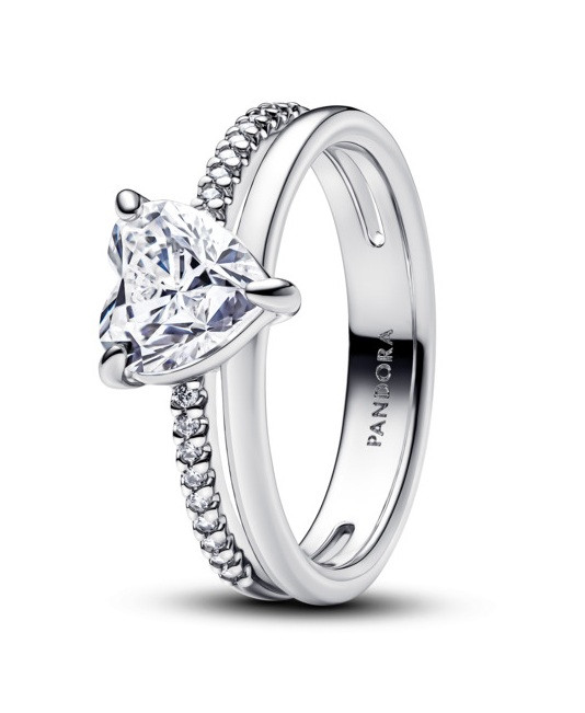 Pandora Blyštivý stříbrný prsten se zirkony Timeless 193100C01 52 mm