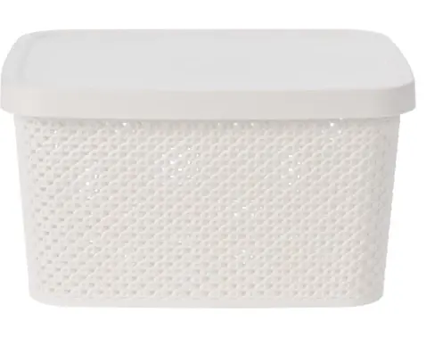 Úložný box s víkem Diamond 7 l, černý/bílý