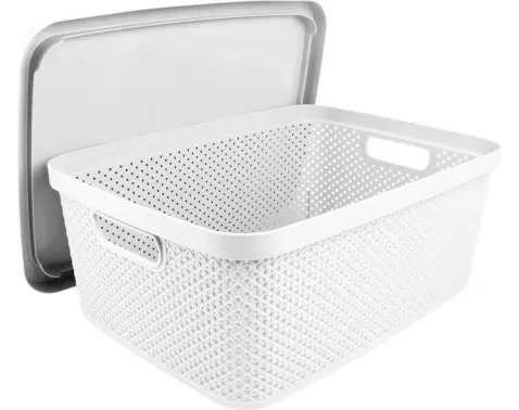 Úložný box s víkem Diamond 13 l, černý/bílý