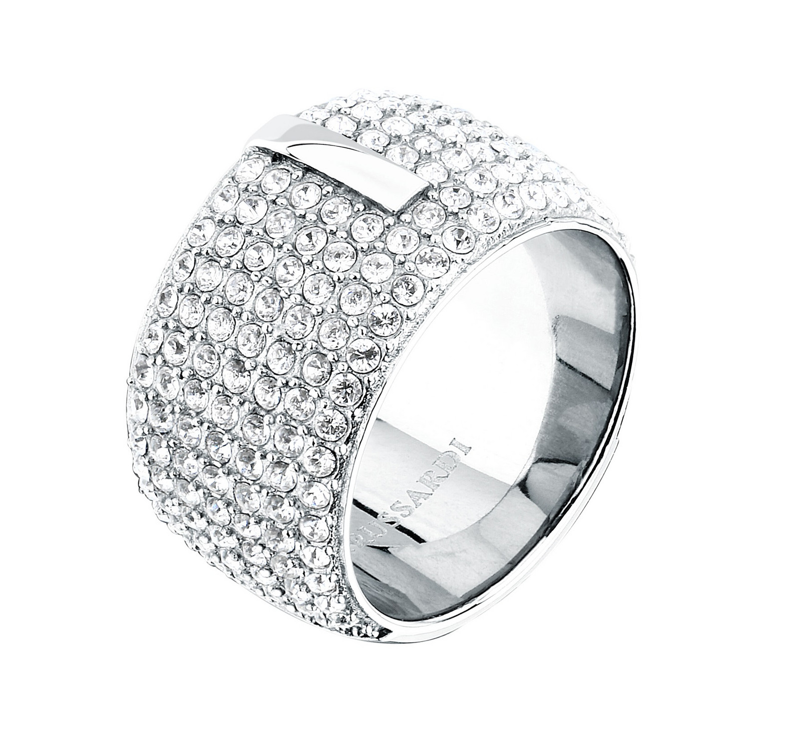 Trussardi Nepřehlédnutelný dámský prsten s krystaly T-Round TJAYF1801 56 mm