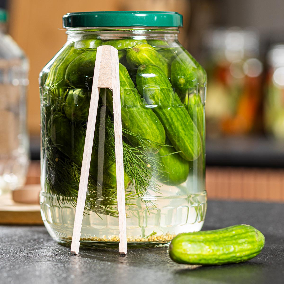 Haushalt international Zavařovací sklenice na okurky s kleštěmi