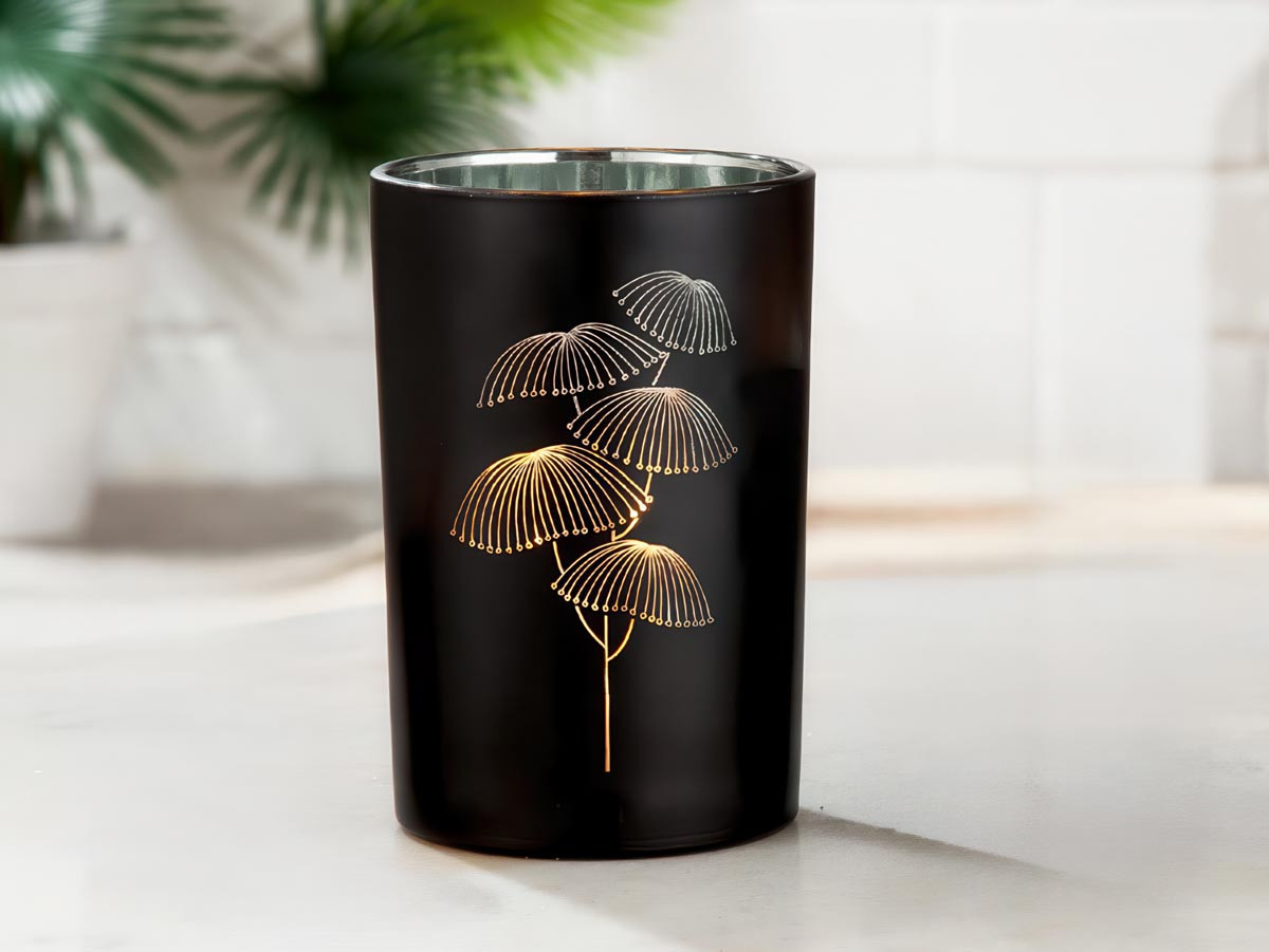 Gilde Skleněný svícen Dagoba, černý