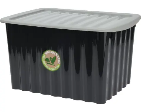 Úložný box s víkem 40x23 cm, černý, recyklovaný plast