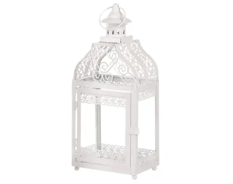 Kovová lucerna Mirja 37 cm, bílá antik