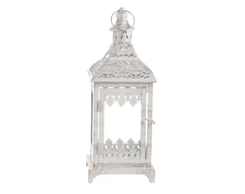 Kovová lucerna Cinti 39 cm, bílá antik