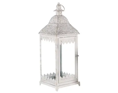 Kovová lucerna Cinti 55 cm, bílá antik