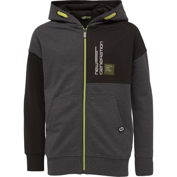 Lewro HAYCROFT Chlapecká celorozepínací mikina, tmavě šedá, velikost