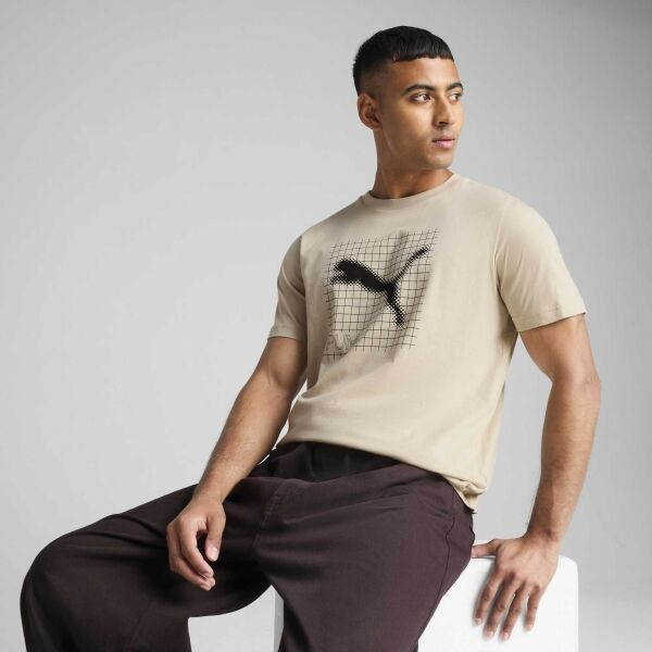Puma TECH GRAPHIC TEE Pánské triko, béžová, velikost