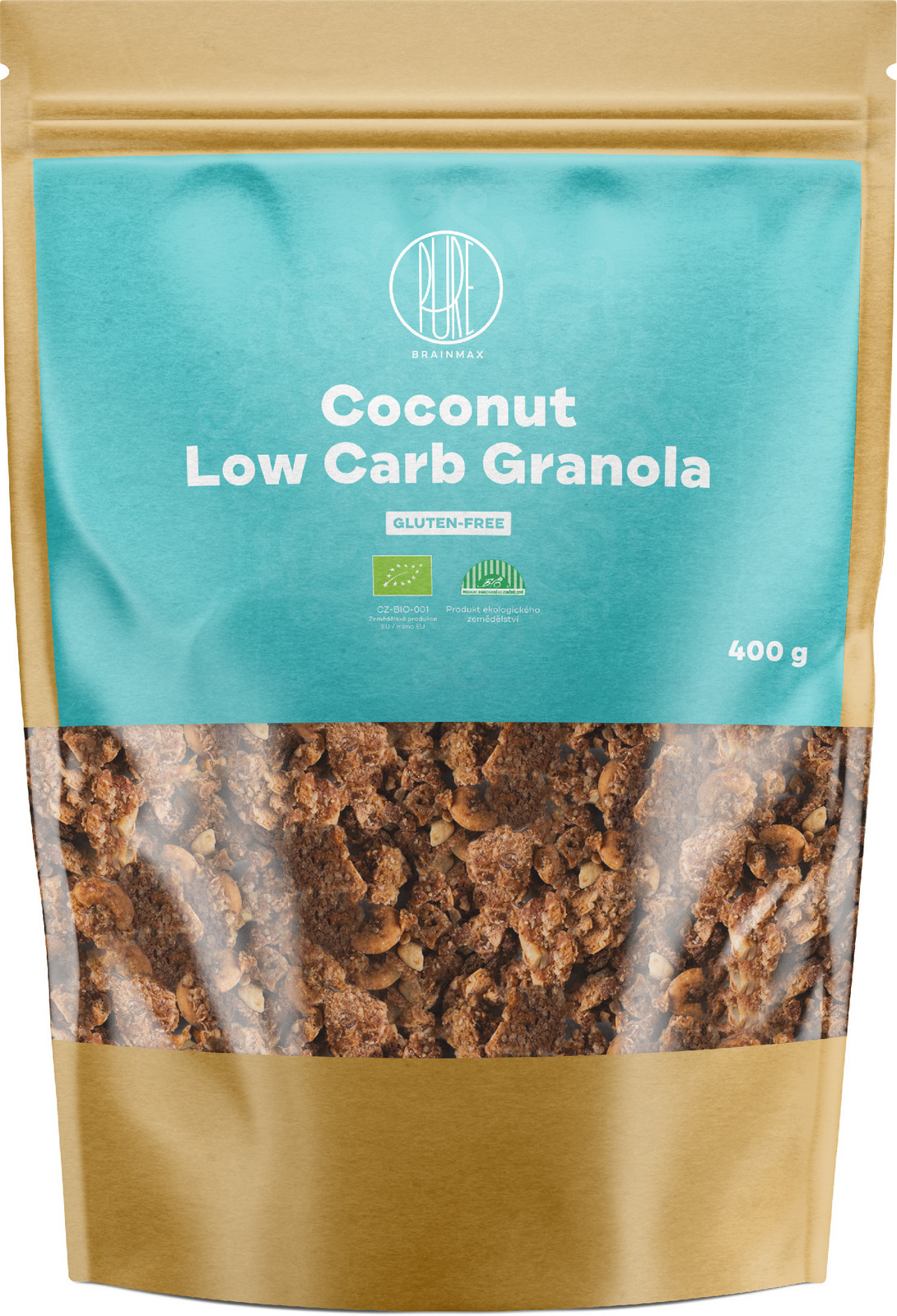 BrainMax Pure Granola Low Carb, Kokosová, BIO, 400 g