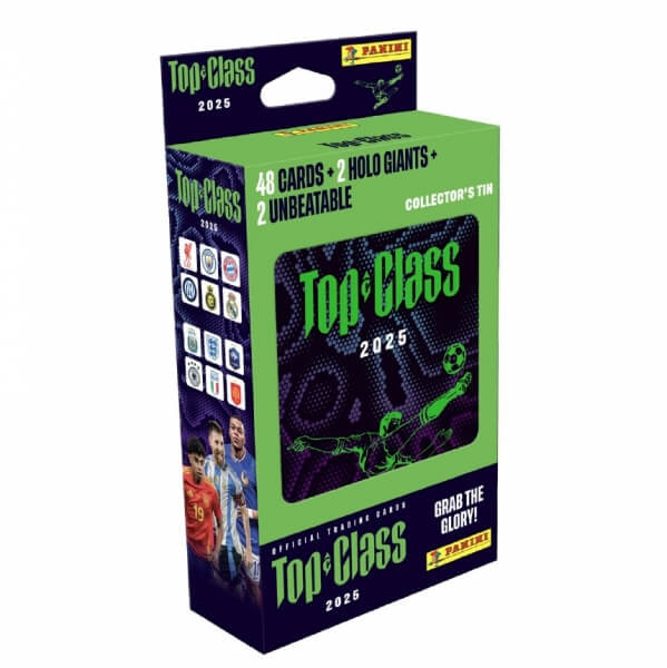 Fotbalové karty Panini Top Class 2025 - plechovka velká hranatá
