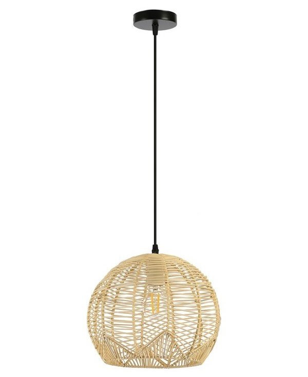 IMMAX BOHO PELO designové závěsné svítidlo, D30cm, E27, přírodní ratan