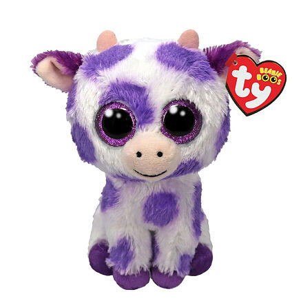 TY Beanie Boos ETHEL 15 cm - kráva s fialovými skvrnami