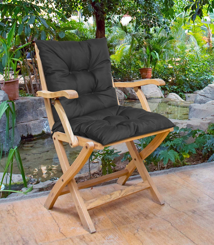 Zahradní sedák na židli s opěrkou OSCAR color 01 černá 50x50x50 cm Mybesthome