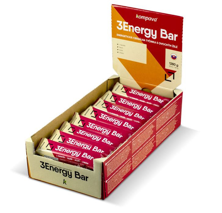 KOMPAVA 3Energy bar 32ks- jahoda-jogurtová poleva 32 x 40 g