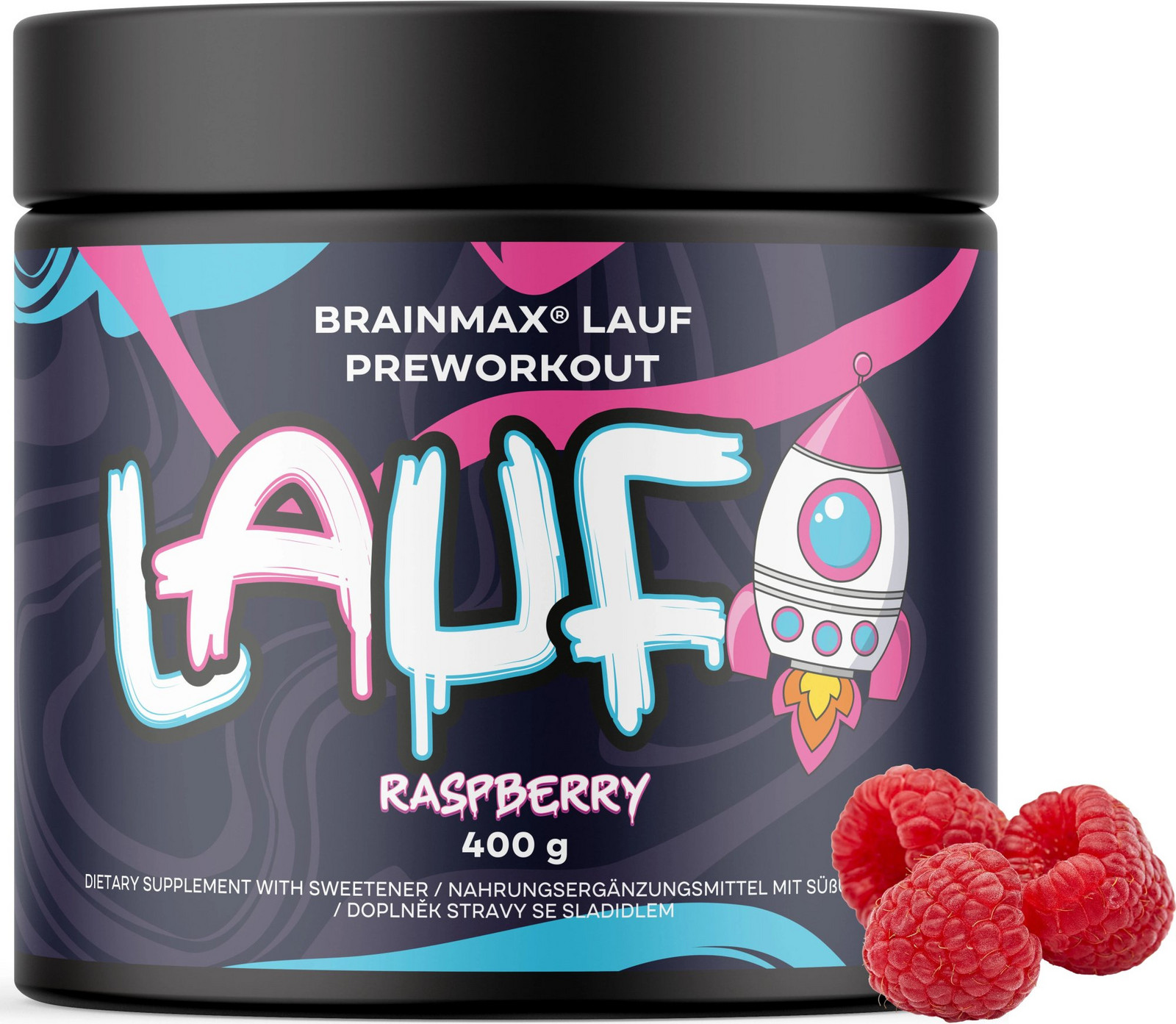 BRAINMAX LAUF Preworkout s kofeinem malina 400 g