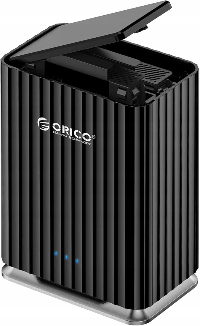 Orico Pouzdro se 2 sloty pro pevné disky Usb C s napájecím adaptérem 12V/4A