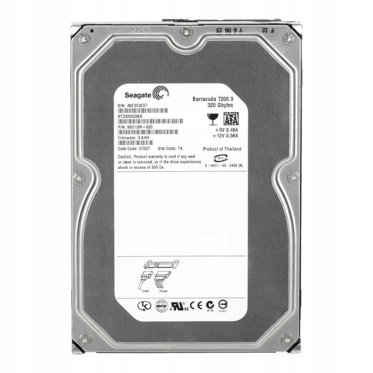 Seagate Barracuda 7200.9 320GB 7.2K 8MB Sata II 3.5'' ST3320833AS