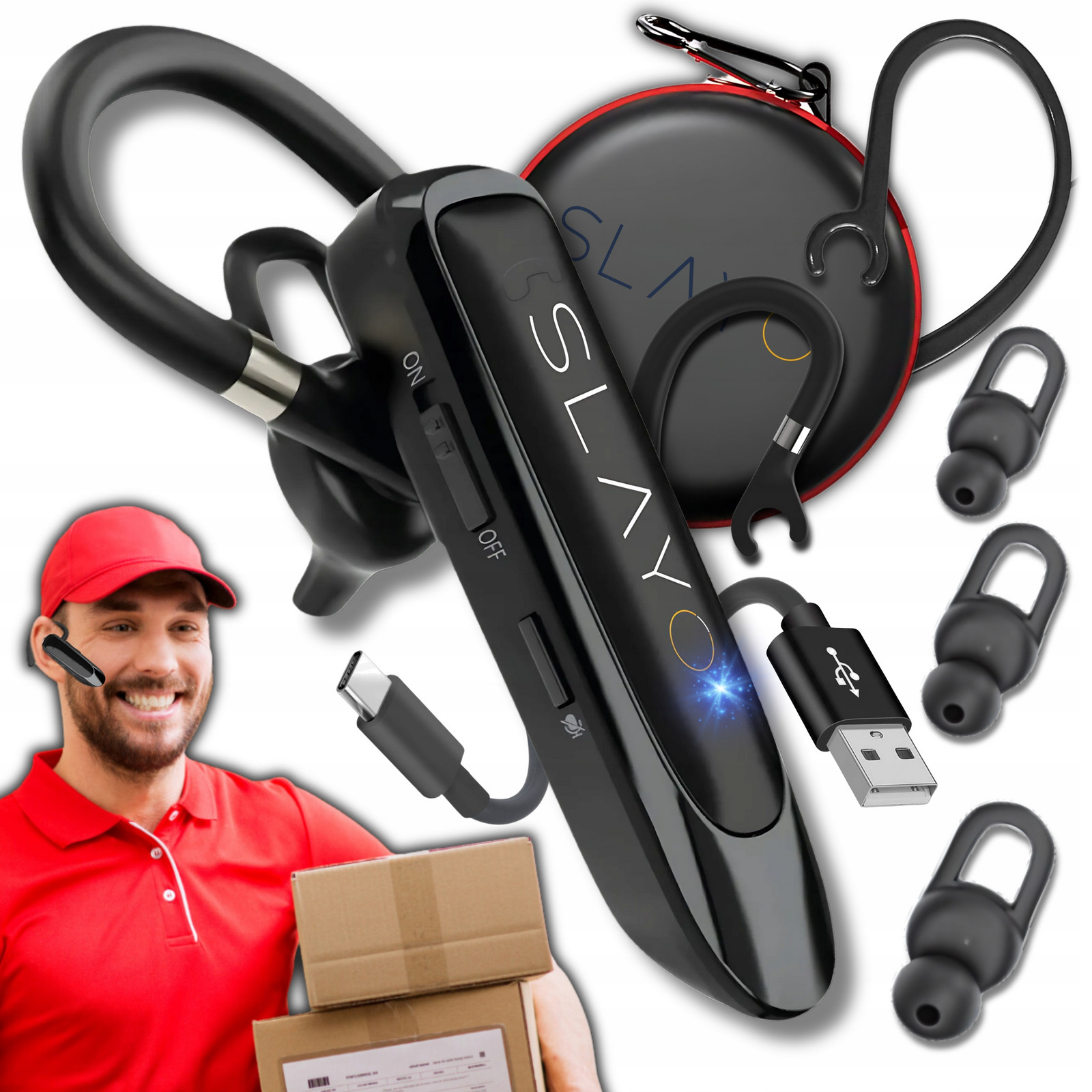 Bezdrátová Sluchátka Do Ucha Bluetooth Mikrofon Pro Řidiče