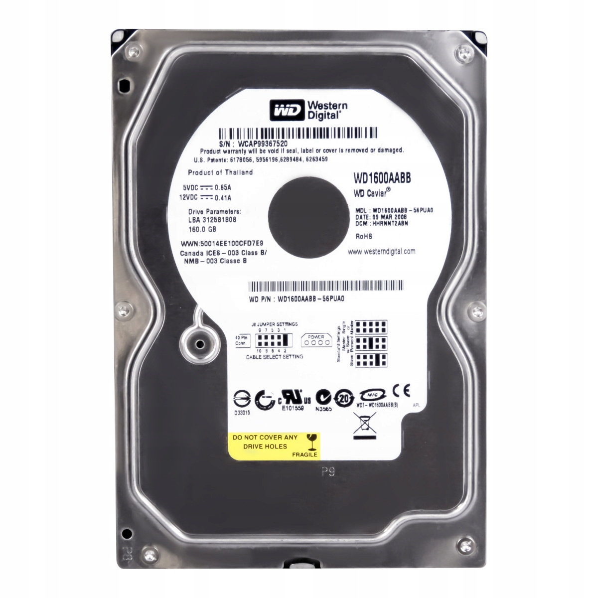 Wd Caviar 160GB 7.2K 2MB Ata 3.5