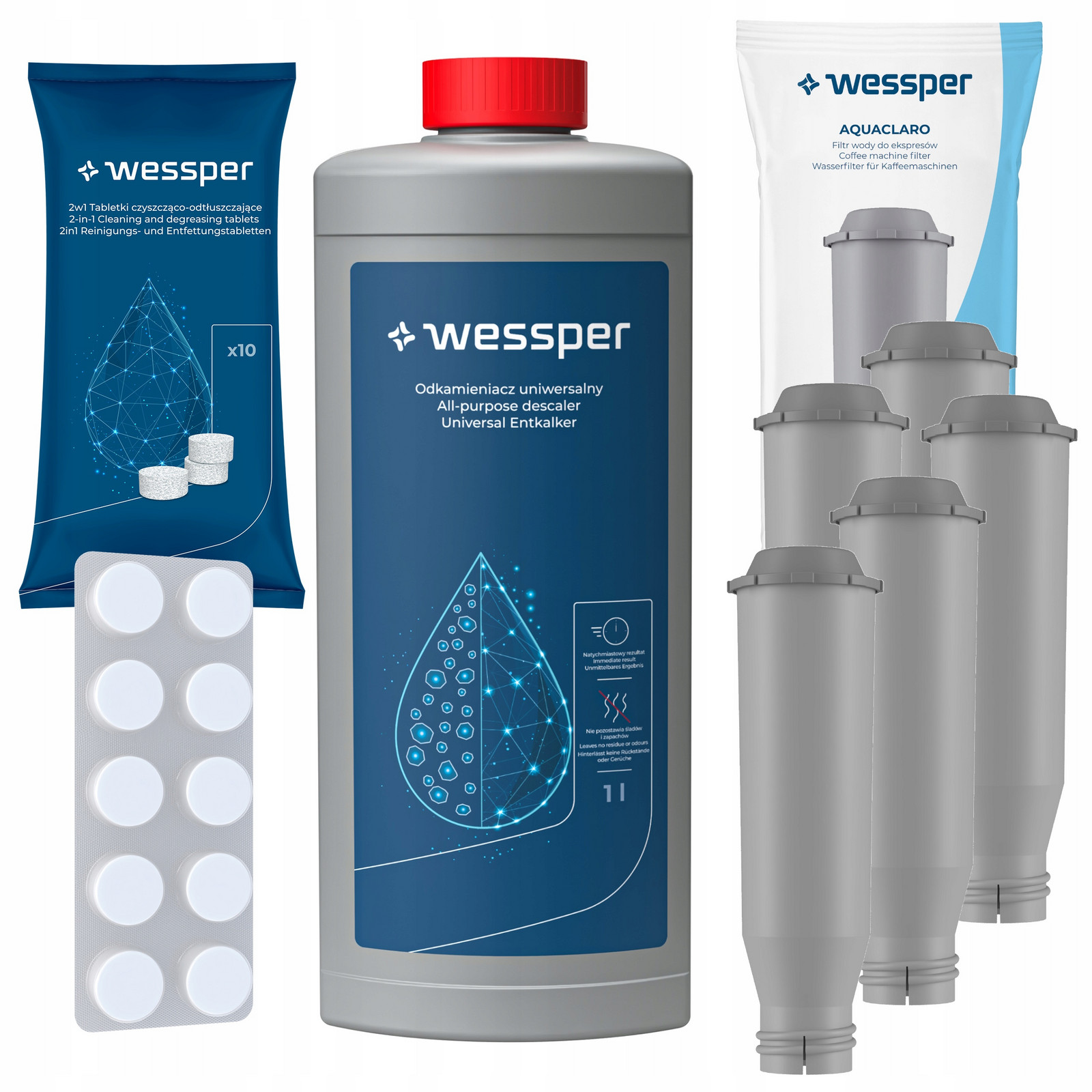 5 x Filtr vody do kávovaru Krups Odvápňovač 1 l Čisticí tablety