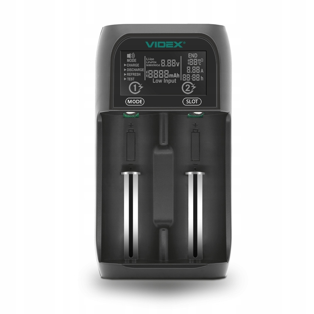 Nabíječka Videx VCH-UT201 2 16340, 17670, 18350, 18500, Aa, Aaa, C (R14)