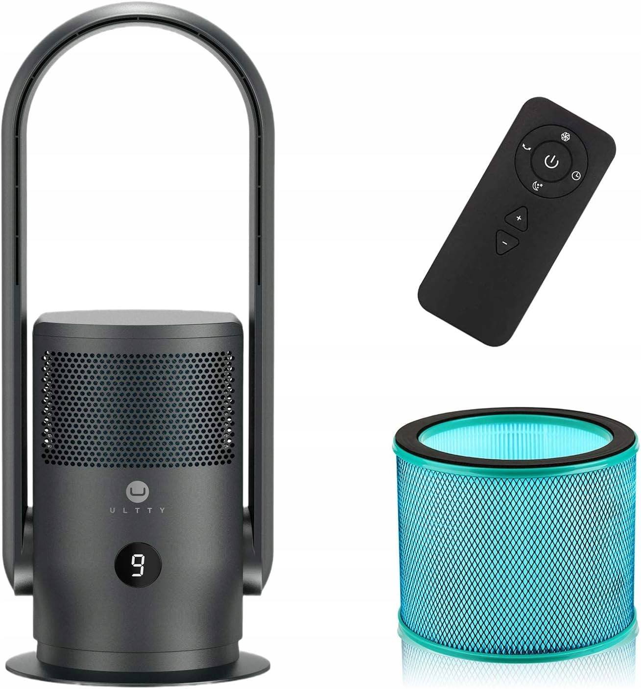 Čistič Vzduchu Hepa Filtr otočný ventilátor tichý grafitové dálkové ovládání