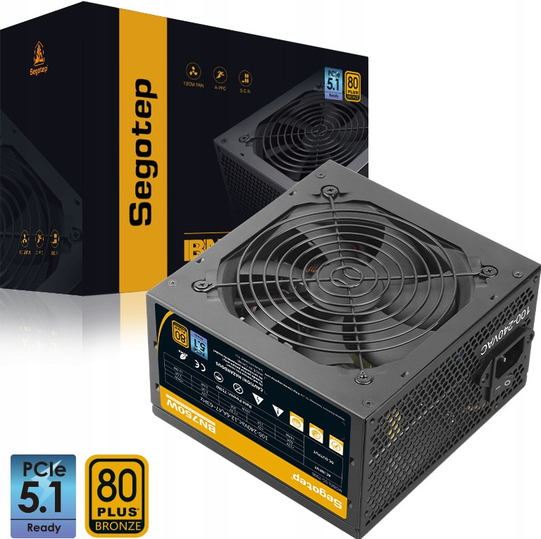 Napájecí Zdroj 750W 80+ Plus Bronze Pcie 5.1 16pin 744W na 12V Segotep BN750W
