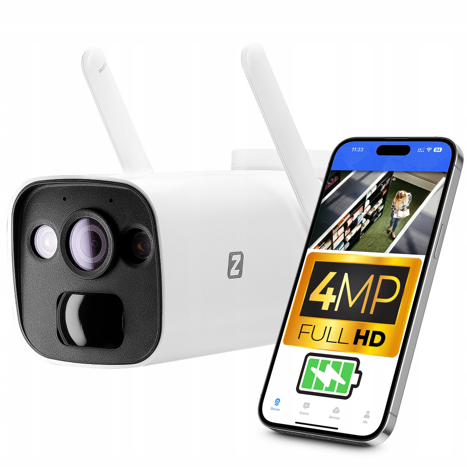 Venkovní Kamera Na Baterie BAT2 Ip WiFi 4Mpx Audio Zintronic