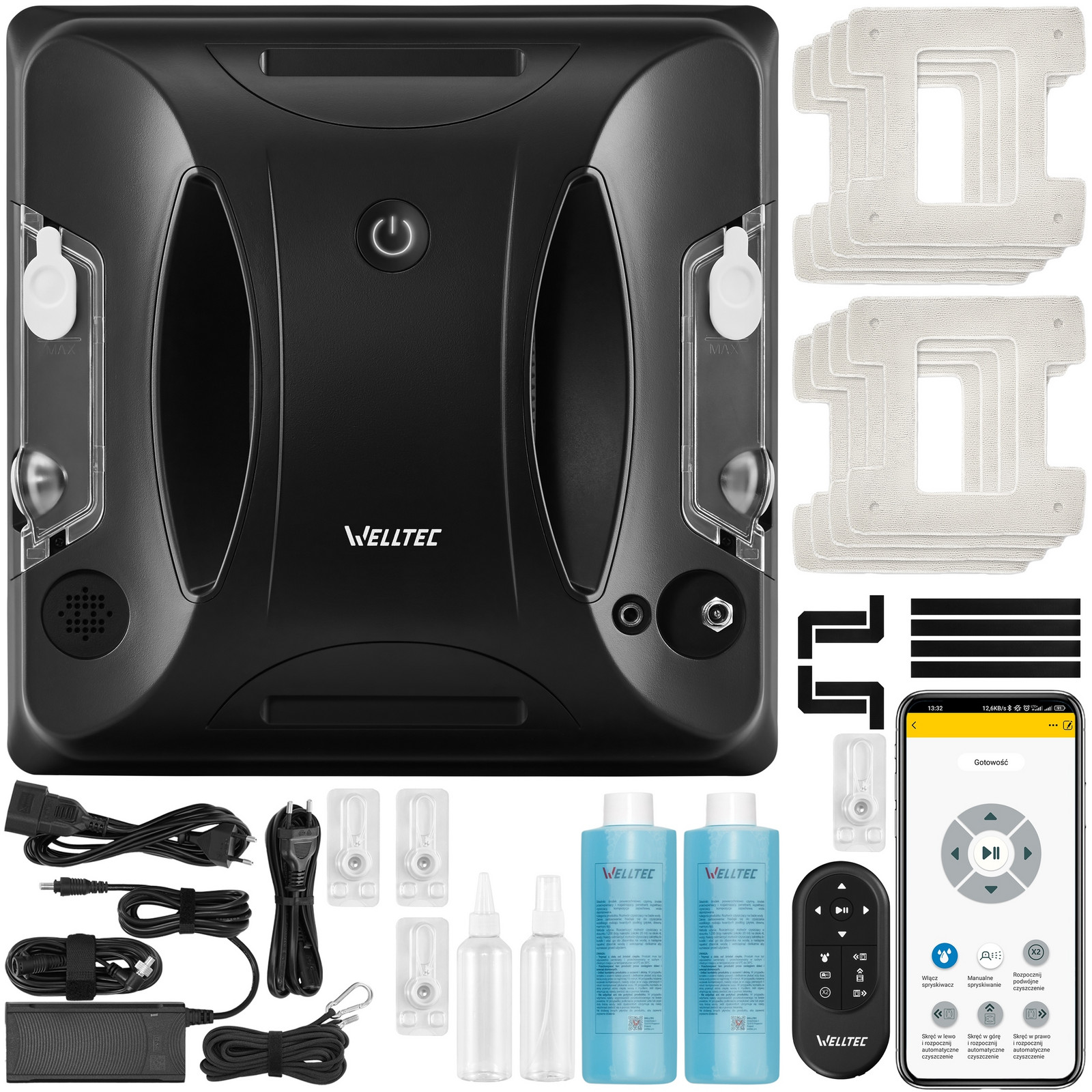 Welltec RX3 Pro Robotický Čistič Oken 4000Pa WiFi Příslušenství