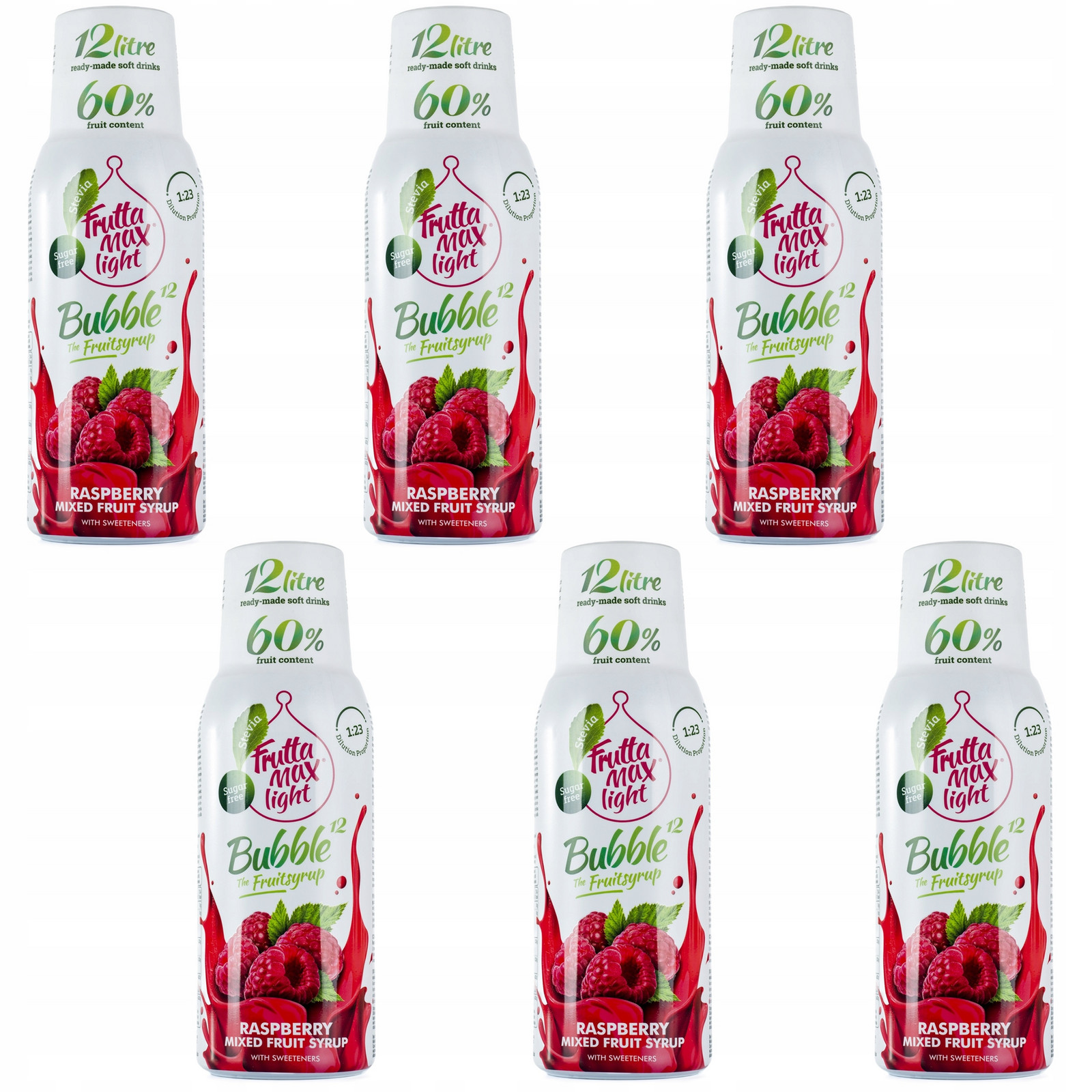 Sada 6 koncentrátů pro saturátor FruttaMax Malina Light bez cukru 500 ml