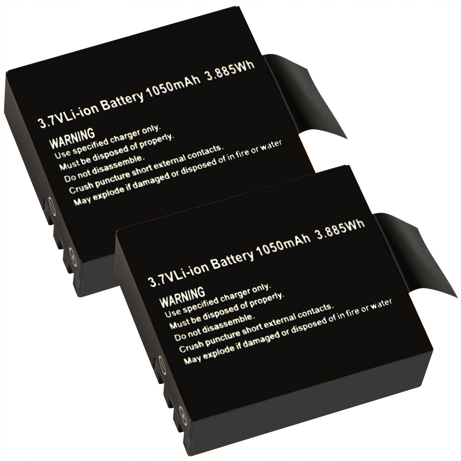 2x Baterie Akumulátor Li-ion Pro Akční Kamery 3,7V 1050mAh Univerzální