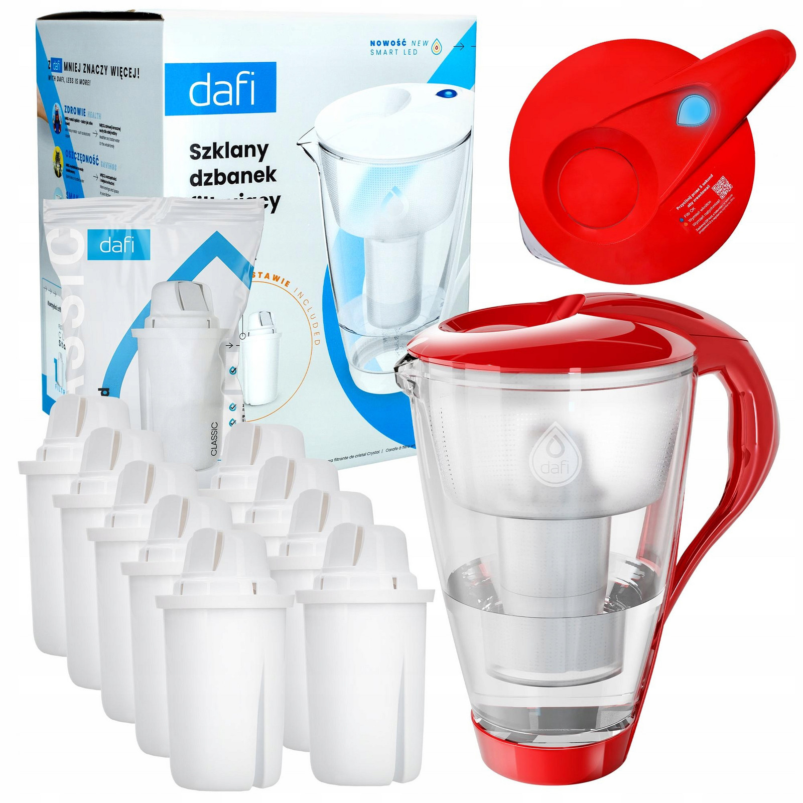 Skleněná filtrační konvice Dafi Crystal 2 l s Led počítadlem 10x náplň