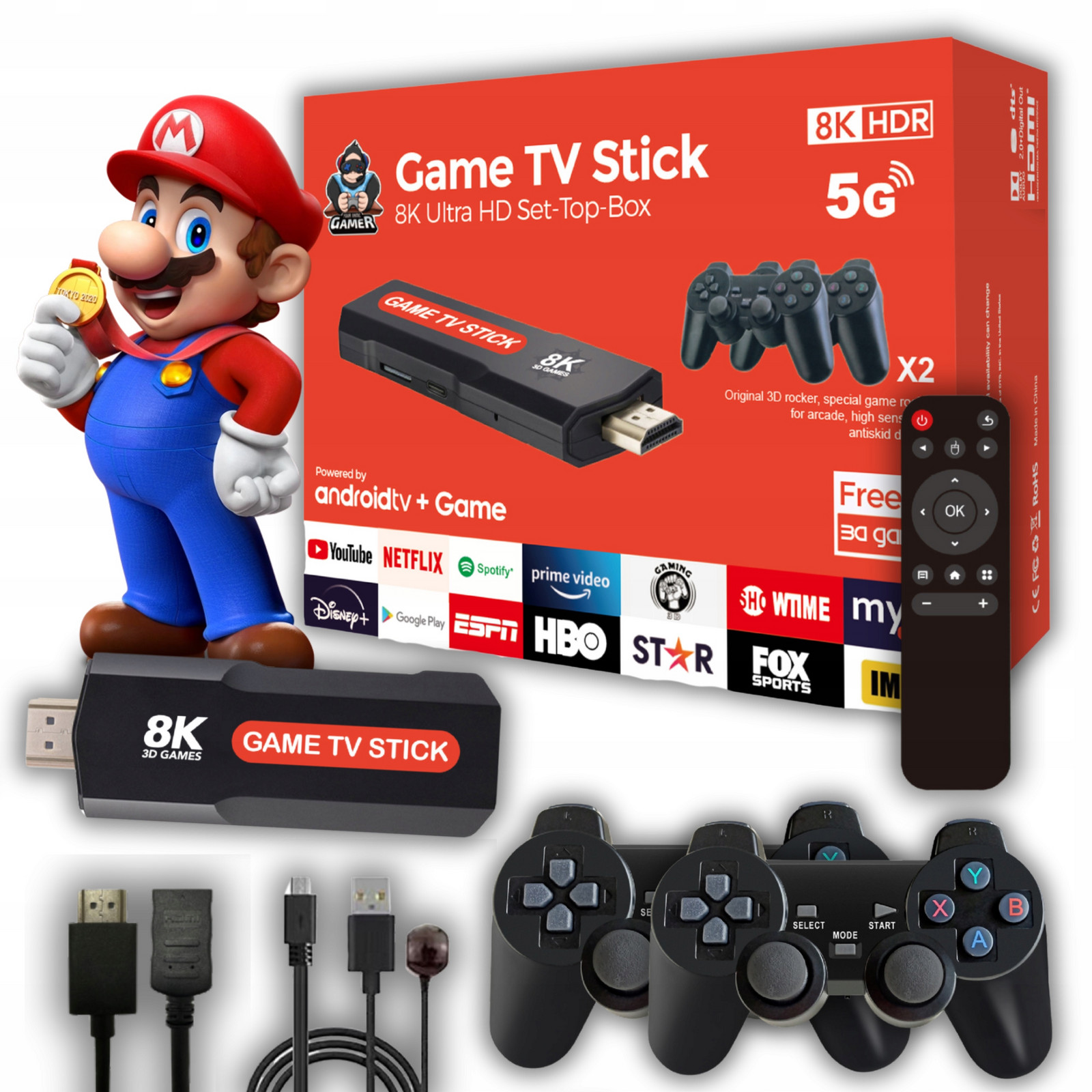 Konzola Retro Gra 20000 Her 2x Pady Pro Hru Android Smart Box 8K Ultra Hd