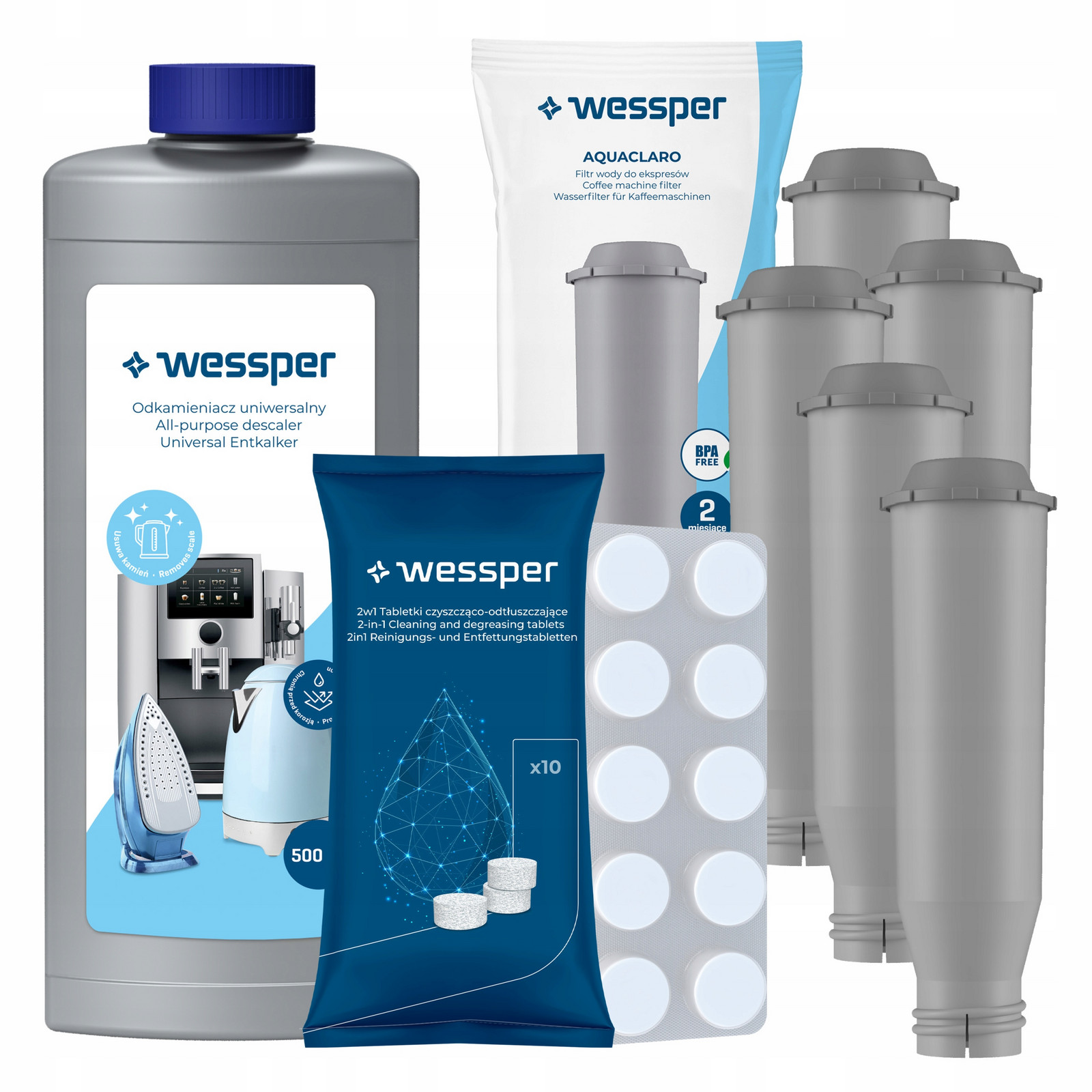 5 x vodní filtr do kávovaru Krups čisticí tablety odvápňovač 0,5 l