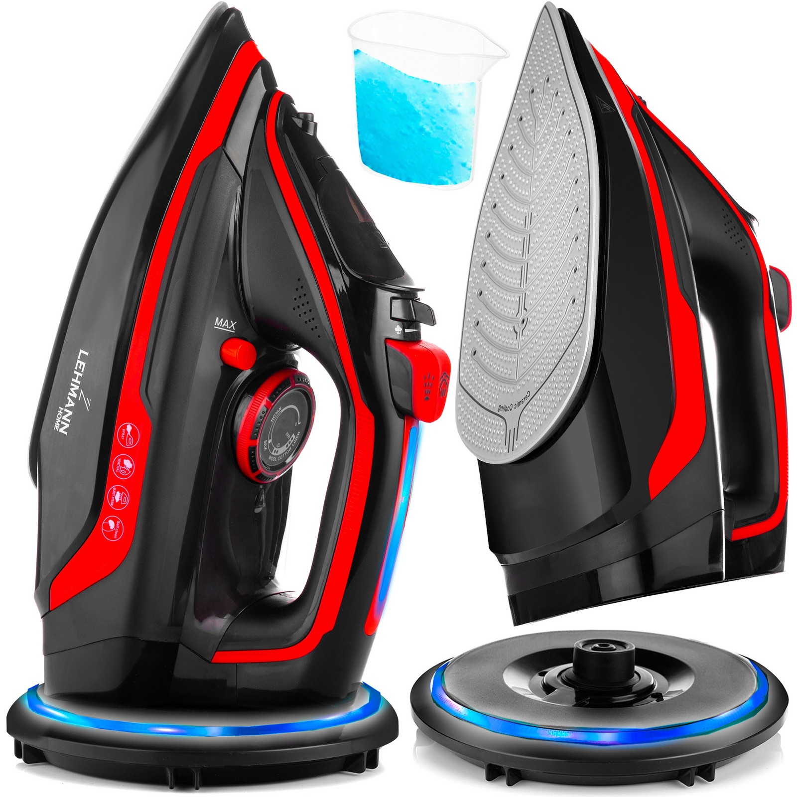 Žehlička Bezdrátová Parní Velká Patka Výkon 3000 Keramická Povrchová Úprava Lehmann