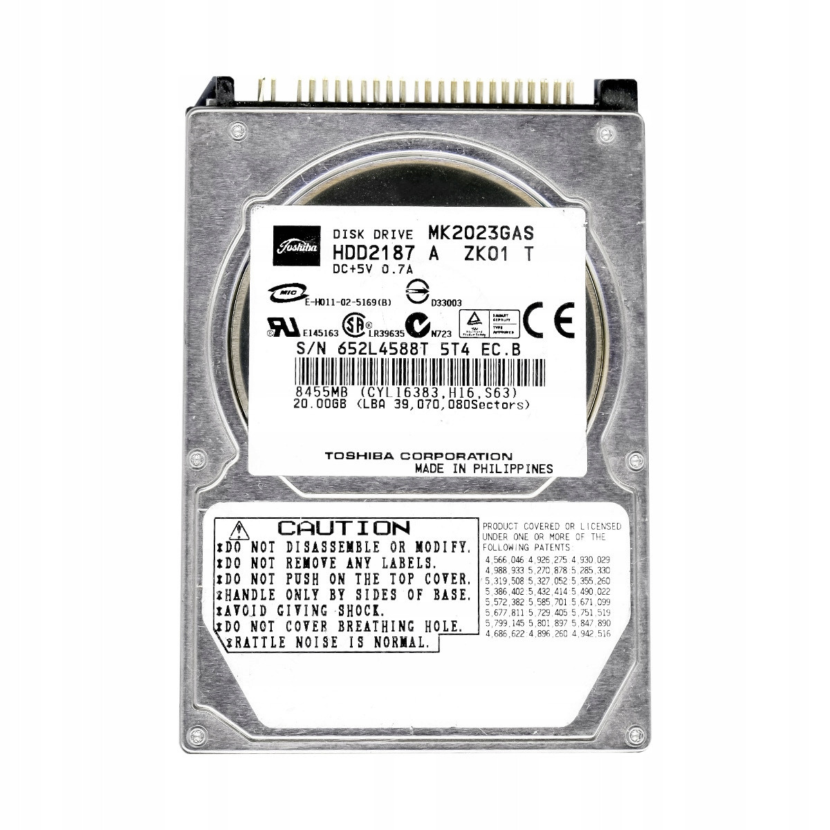 Toshiba 20GB 4,2k 2MB Ata 2,5'' MK2023GAS