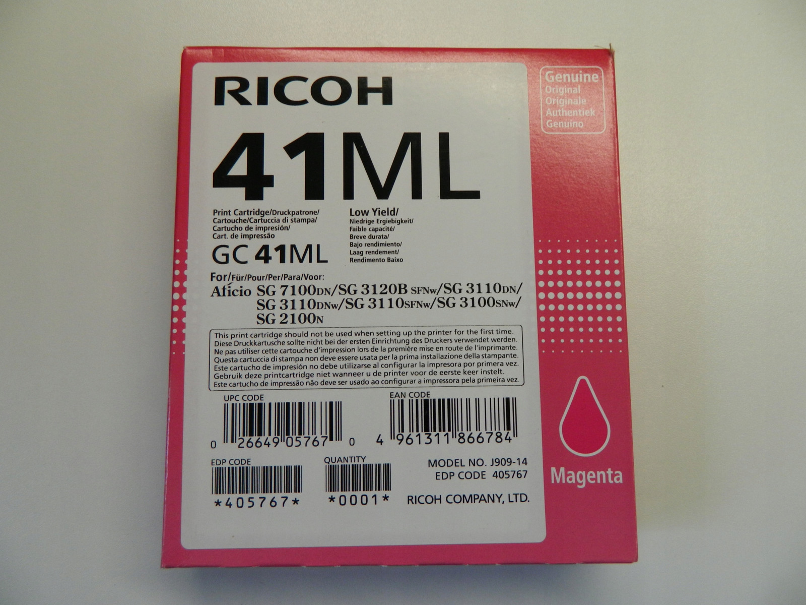Inkoust Ricoh GC41ML Magenta Originál 405767