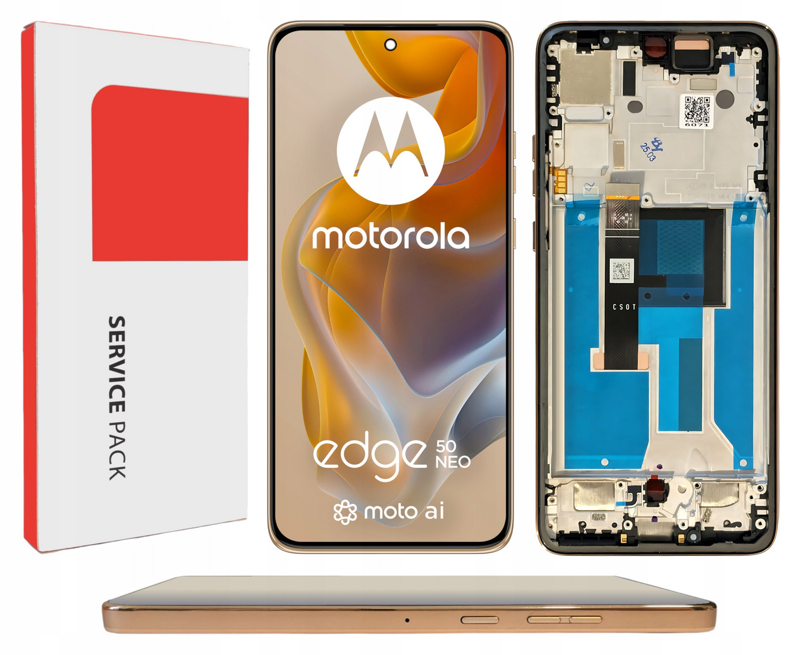 Originální LCD Displej Pro Motorola Edge 50 Neo Rámeček Béžový