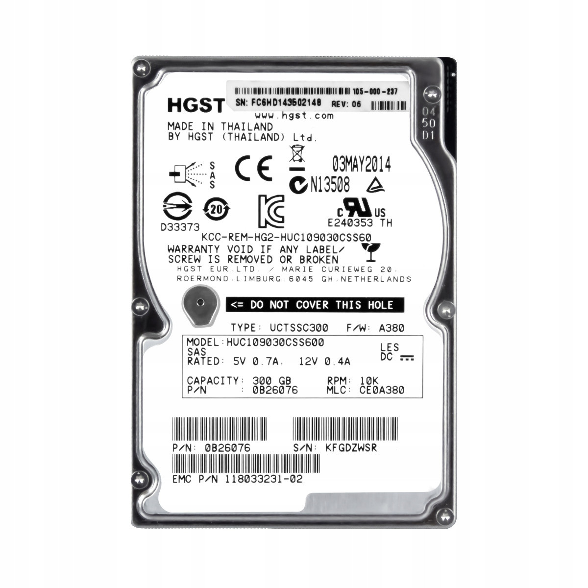 Emc 118033231-02 300GB 10K 64MB SAS-2 2,5