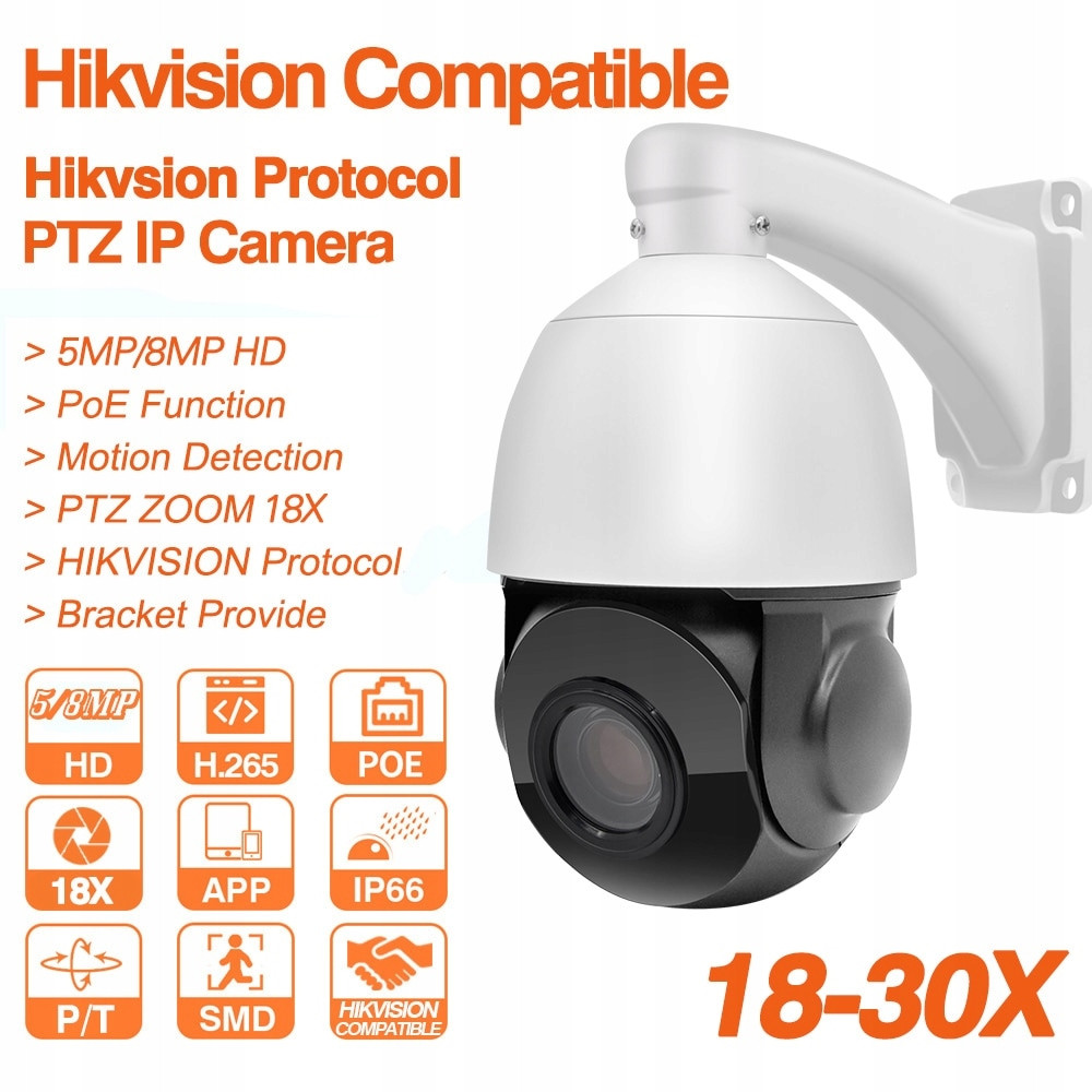 Otočná síťová Ip kamera 4K Poe IR100 m 30xZoom Slot mSD 128GB Audio