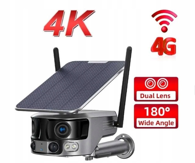 4G Lte Solární Kamera 4K 8MPX 180° 18000MAH Rybí Oko