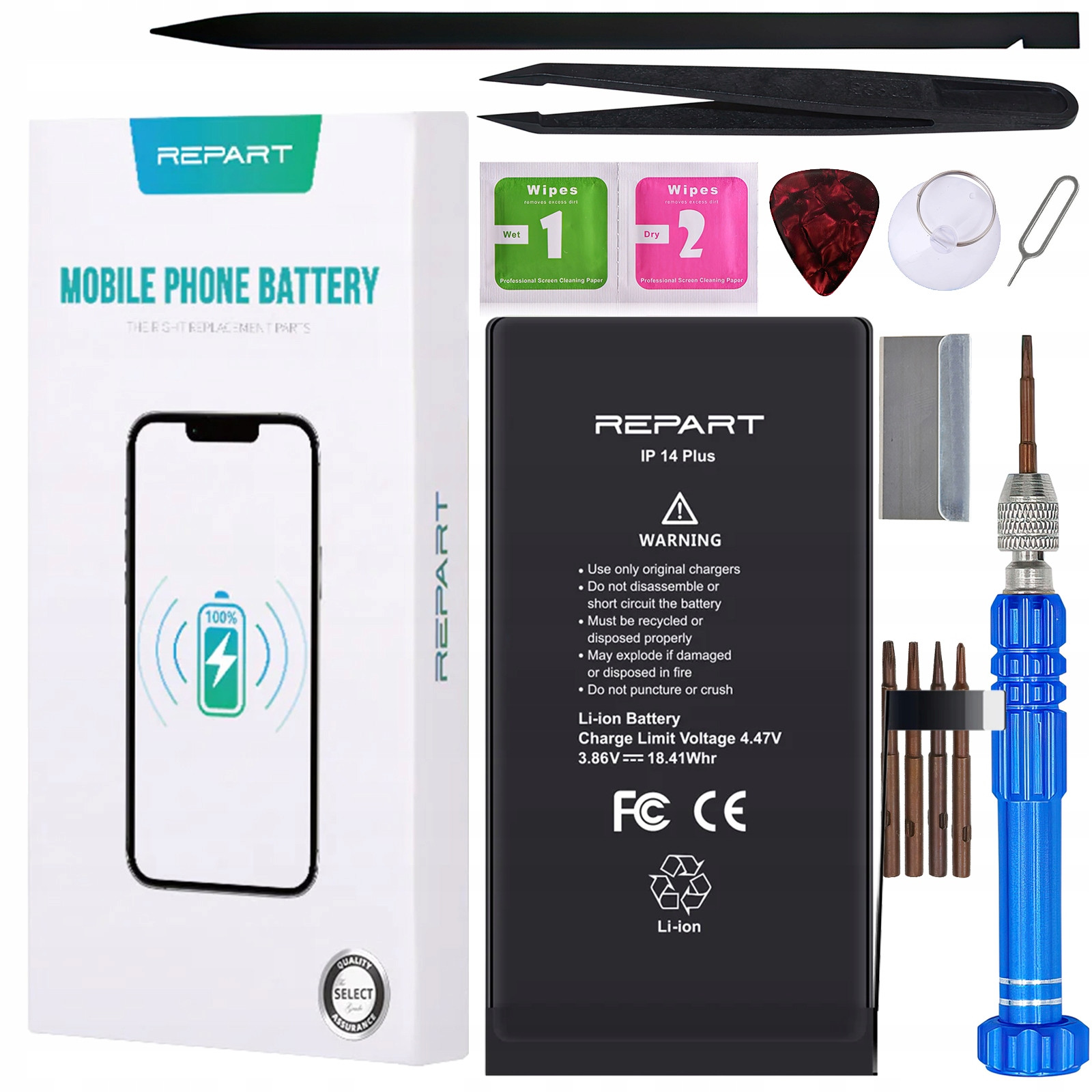 Baterie pro Apple iPhone 14 Plus Větší 4770 mAh Sada nástrojů pro těsnění