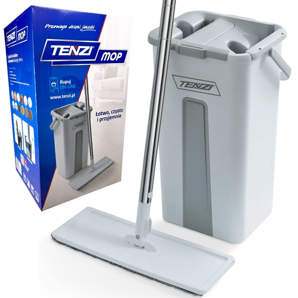 Tenzi Mop plochý 33 cm Se Ždímačem a dvoukomorovým kbelíkem 6 l 2 náplně