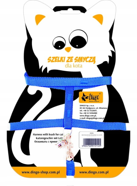 Dingo Zelki+smycz pro kočky Stylové modré