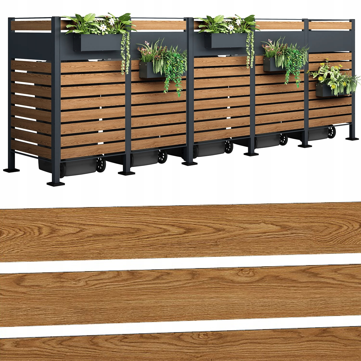 Kryt Na Odpadky Kovová Závěs Antracitová 150 cm