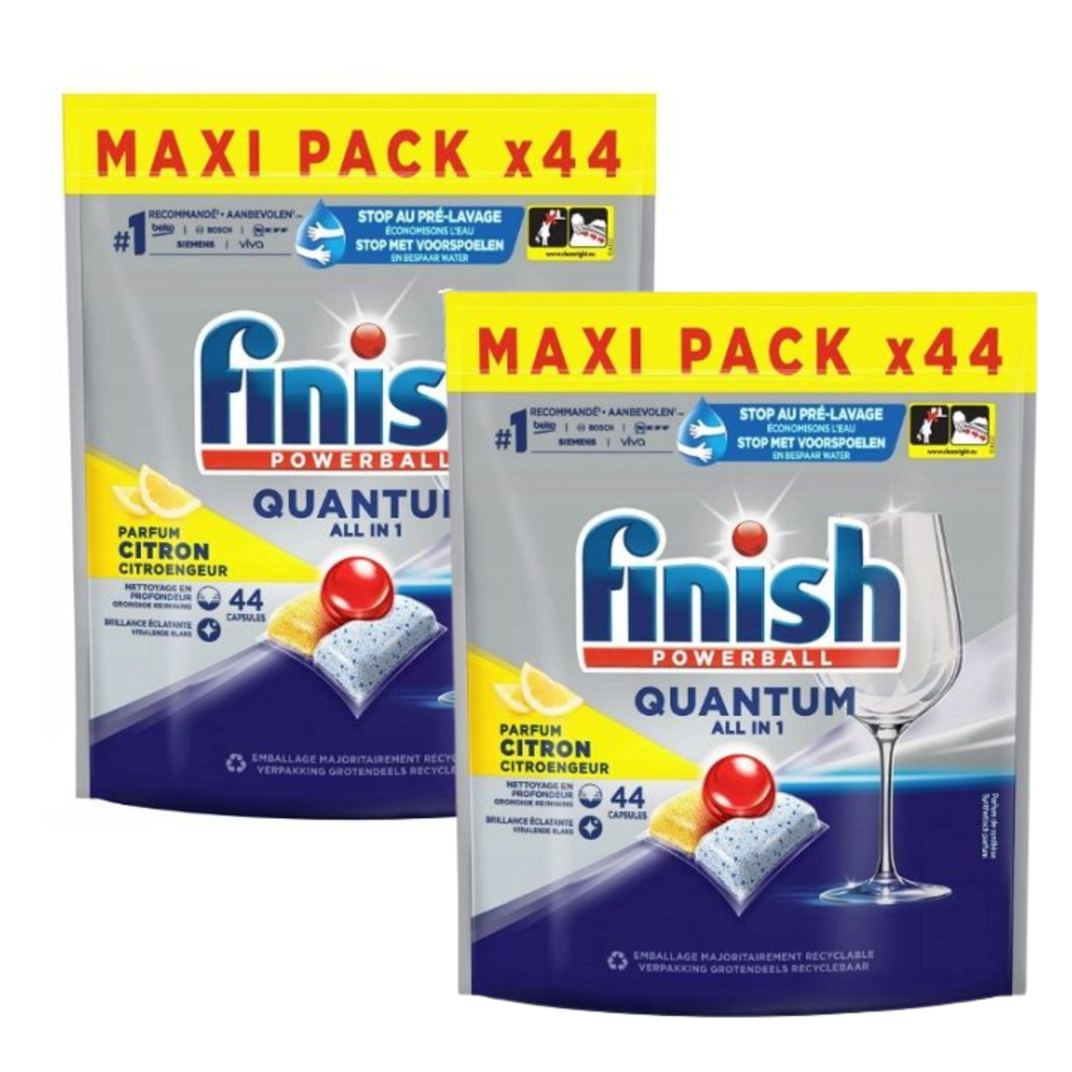 2x Finish Quantum Citron 44ks tabletové kapsle do myčky nádobí účinné