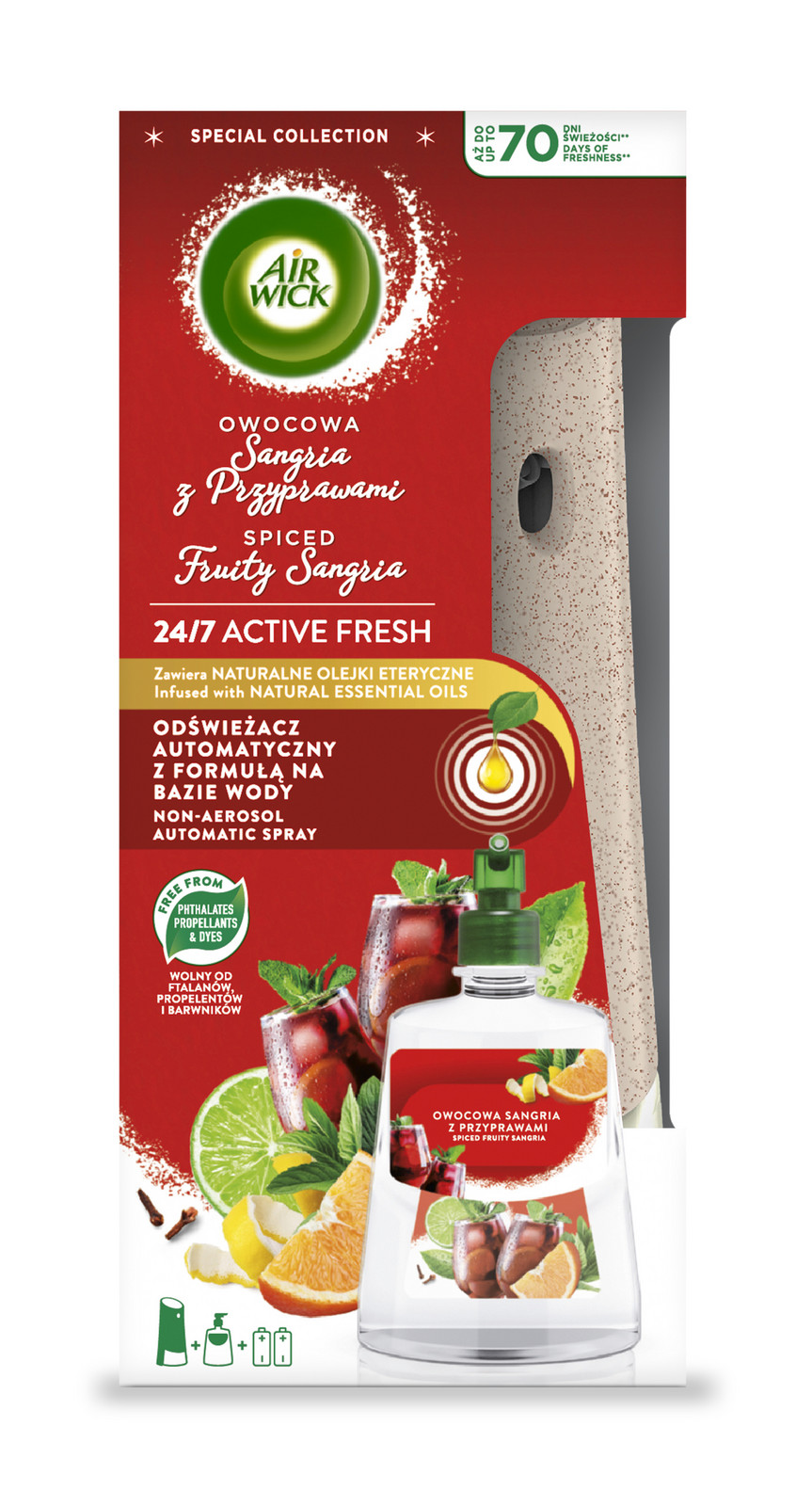 Osvěžovač Air Wick Active Fresh Ovocná Sangria s kořením 228 ml