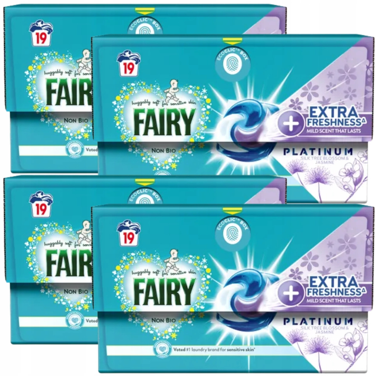 Fairy Platinum Non Bio Extra Freshness 19 praní Květ hedvábí a jasmín